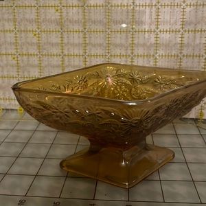 Vintage carnival trinket candy dish amber color